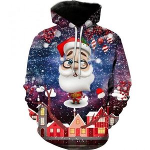 Santa Colorful Nice Design 3D Printed Sublimation Hoodie