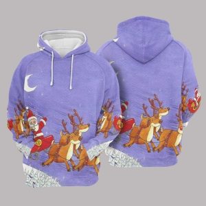 Santa Lilac Cute Design 3D Printed Sublimation Hoodie