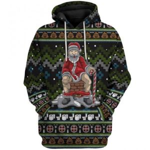 Santa Pooping Down Chimney Funny 3D Printed Sublimation Hoodie