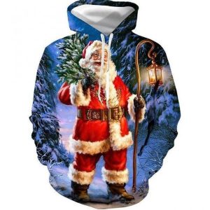 Santa Purple Cute Design 3D Printed Sublimation Hoodie Christmas