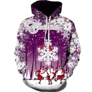 Santa Purple Cute Design 3D Printed Sublimation Hoodie