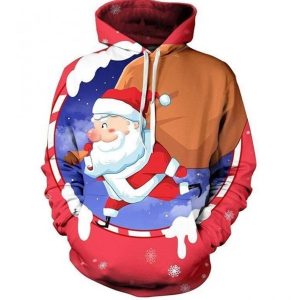 Santa Red And Orange Amazing Design 3D Printed Sublimation Hoodie