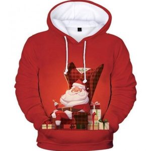 Santa Red Fashion Printed Sublimation Hoodie 3D Christmas