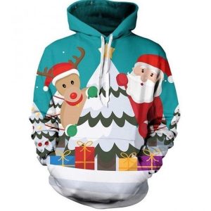 Santa Teal Amazing 3D Printed Sublimation Hoodie