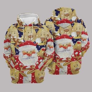Santa Yellow Cute Design 3D Printed Sublimation Hoodie