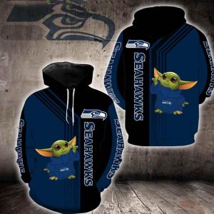 Seattle Seahawks Baby Yoda Green New 3D Hoodie
