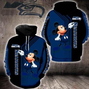Seattle Seahawks Mickey Mouse Hoodie 3D