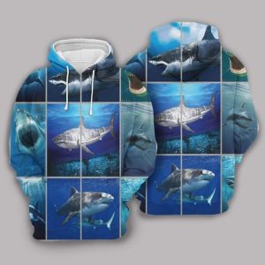 Shark Blue Amazing 3D Printed Sublimation Hoodie