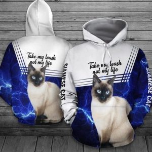 Siamese Cat White And Blue Amazing 3D Printed Sublimation Hoodie
