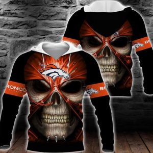Skull Denver Broncos Logo 3D Hoodie