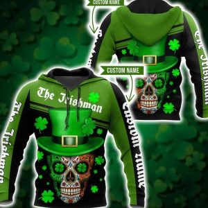 Skull Irish St Patrick Day Custom Name 3D Hoodie