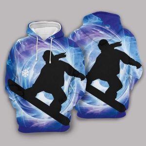 Snowboarding High Quality Blue 3D Printed Sublimation Hoodie