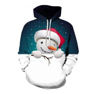 Snowman Blue Basic 3D Printed Sublimation Hoodie