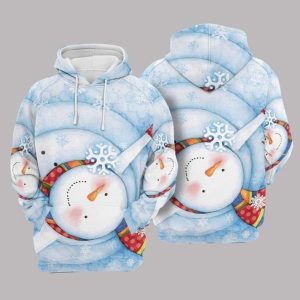 Snowman Blue Graphic 3D Printed Sublimation Hoodie