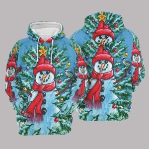 Snowman Blue Red Nice 3D Printed Sublimation Hoodie