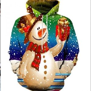 Snowman Christmas Blue Basic 3D Printed Sublimation Hoodie