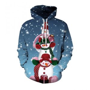 Snowman Christmas Blue Cute 3D Printed Sublimation Hoodie