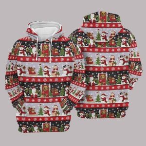 Snowman Christmas Red Best 3D Printed Sublimation Hoodie