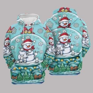 Snowman Christmas Turquoise Best Design 3D Printed Sublimation Hoodie