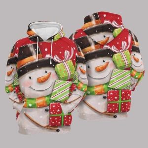Snowman Red Comfortable 3D Printed Sublimation Hoodie