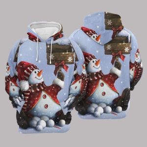 Snowman Red White Fashion 3D Hoodie  Printed Sublimation