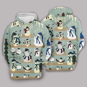 Snowman Teal Fashion 3D Printed Sublimation Hoodie