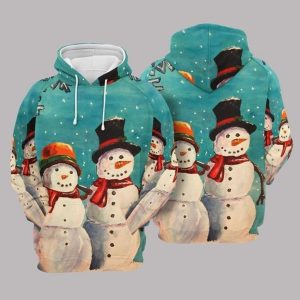 Snowman Teal White Fashion 3D Printed Sublimation Hoodie