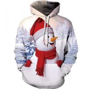 Snowman White Red Amazing 3D Printed Sublimation Hoodie Christmas