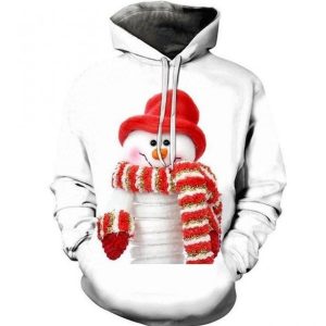 Snowman White Red Fashion 3D Printed Sublimation Hoodie Christmas