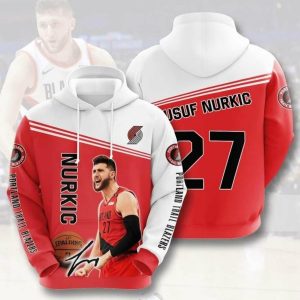 Sports Basketball Nba Portland Trail Blazers Jusuf Nurki 3d All Over Print Hoodie