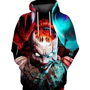 TeeDCMA IT Pennywise Clown Scary Face Halloween 3D Hoodies