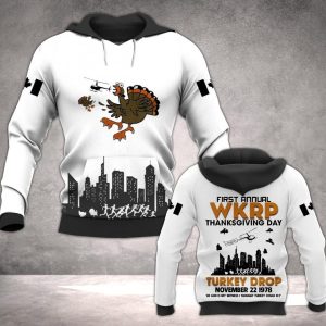 Thanksgiving Day Black And White Comfortable 3D Printed Sublimation Hoodie