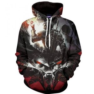 The Witcher Geralt Wolf Symbol Cartoon Sketch Game 3D Hoodie