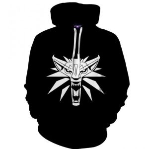 The Witcher Wolf Head Symbol Basic Gaming Design Hoodie