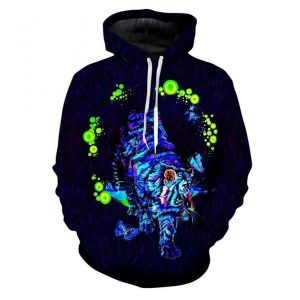 Tigerlily Blue Unique 3D Printed Sublimation Hoodie