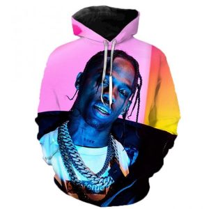 Travis Scott Rapper 3D Hoodie Pink