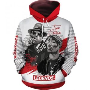 Tupac Ft Biggie Magazine Art All Over Hoodie 3D