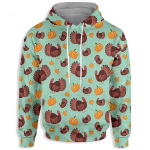 Turkey And Pumpkin For Thanksgiving 3D All Over Print Hoodie