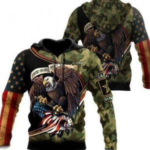 US Veteran Camo Custom Name Hoodie 3d