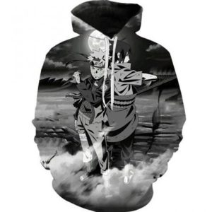 Uchiha Sasuke  Naruto Uzumaki Black and White 3D Printed Hoodie