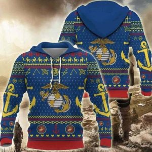 Us Marine Blue Unique 3D Printed Sublimation Hoodie