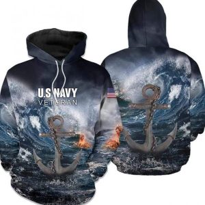 Us Navy Arrmy anchor Hoodie 3D For Veteran Day