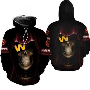 Washington Football Team Skull All Over Print NFL Gift For Fan 3D Hoodie