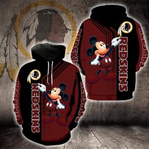 Washington Redskins Mickey Mouse 3D Hoodie