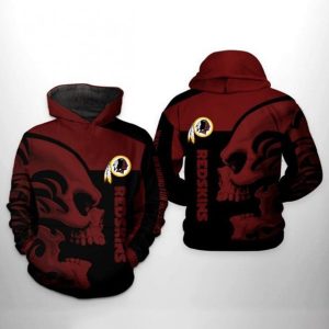 Washington Redskins NFL Skull 3D Printed Hoodie