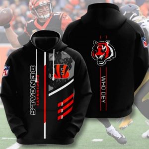 Who Dey Bengals Black Hoodie 3D