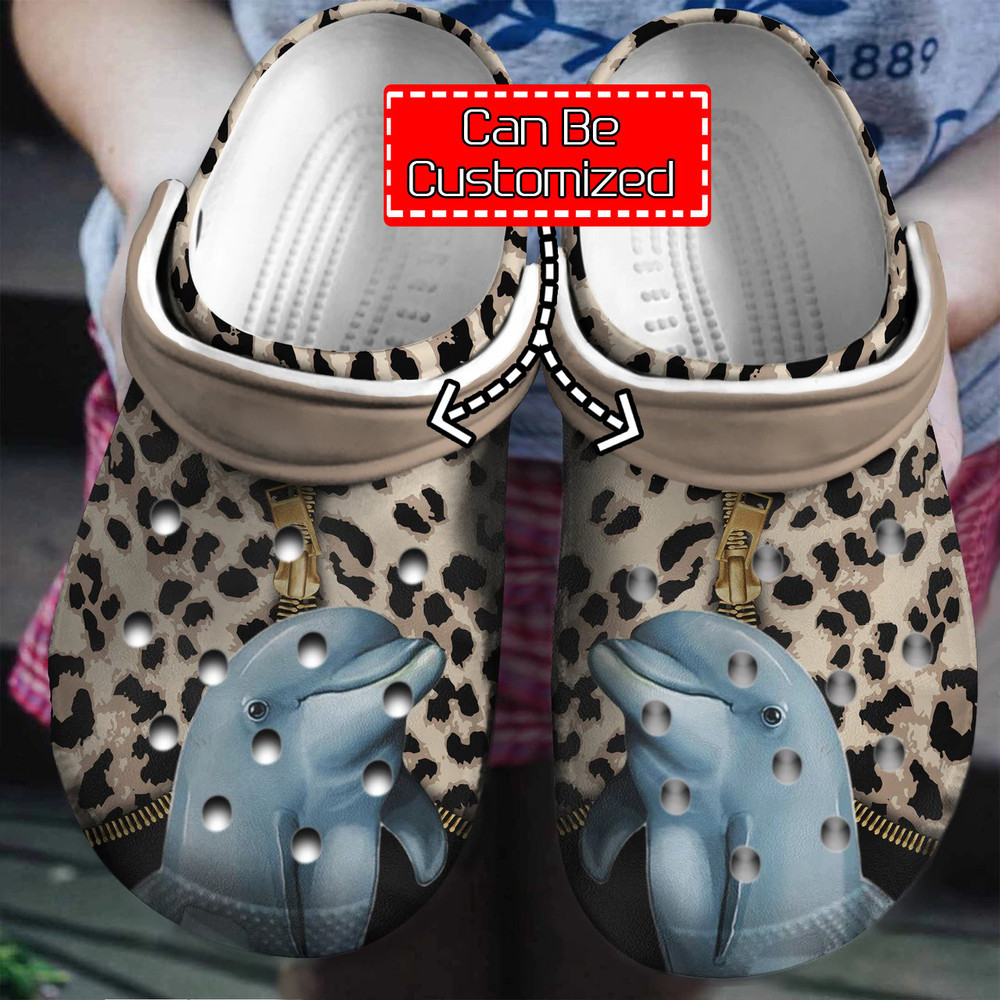 Animal - Personalized Dolphin Leopard Pattern Clog Shoes For Men And Women