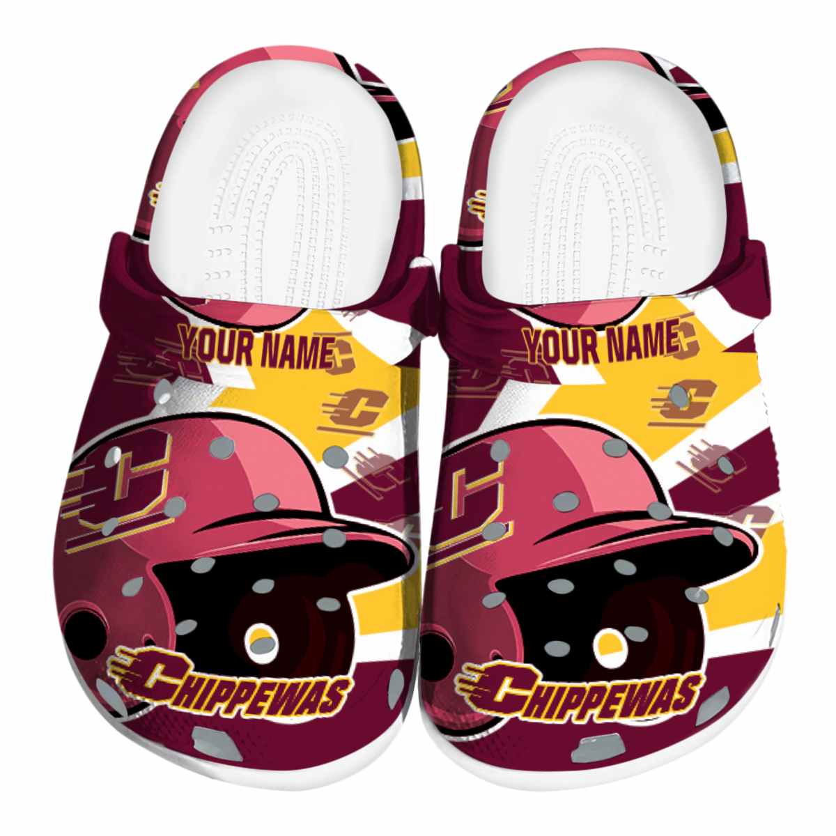 Central Michigan Chippewas NCAA Sport Crocs Crocband Clogs Shoes Comfortable For Men Women and Kids