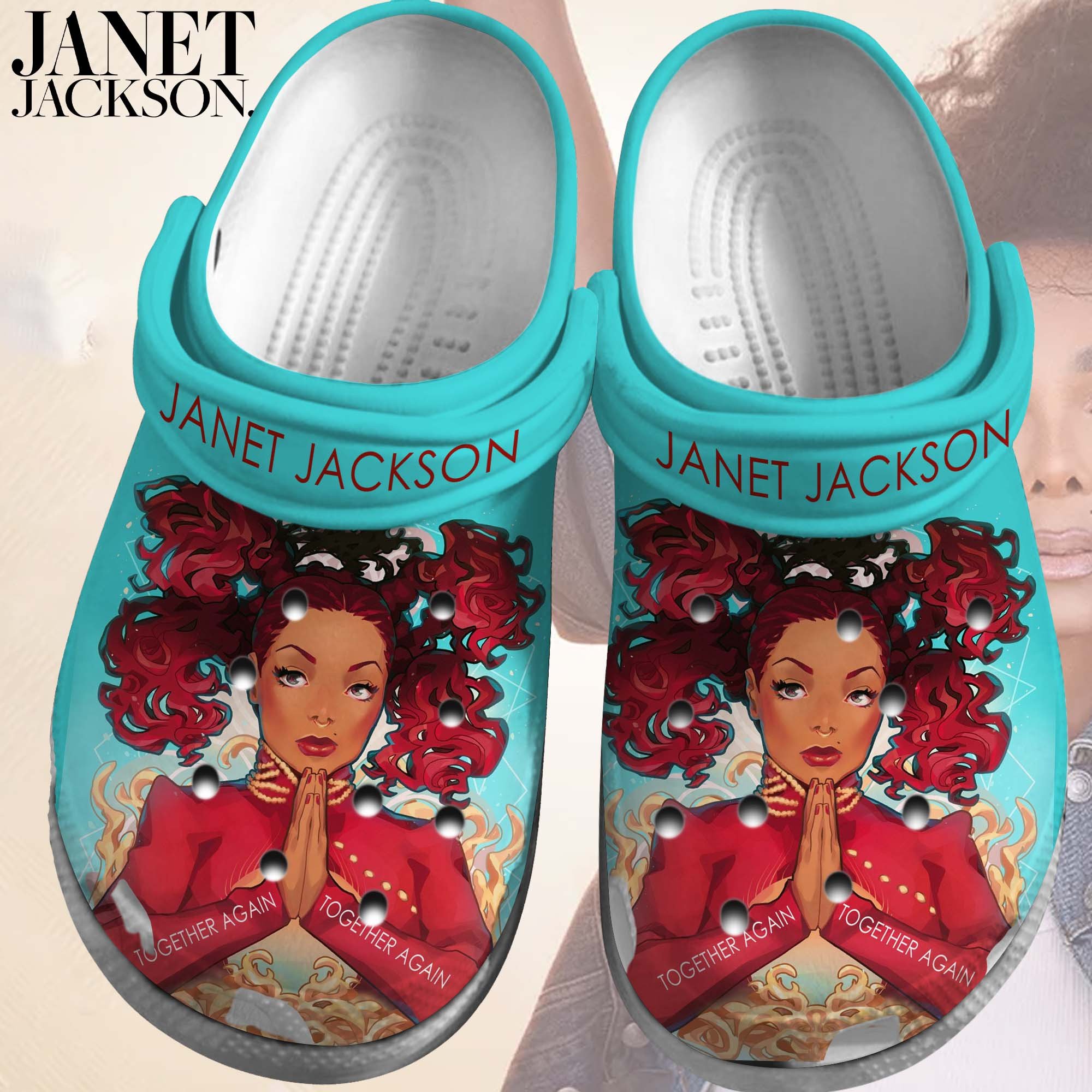 Janet Jackson Singer Music Crocs Crocband Clogs Shoes Comfortable For Men Women and Kids