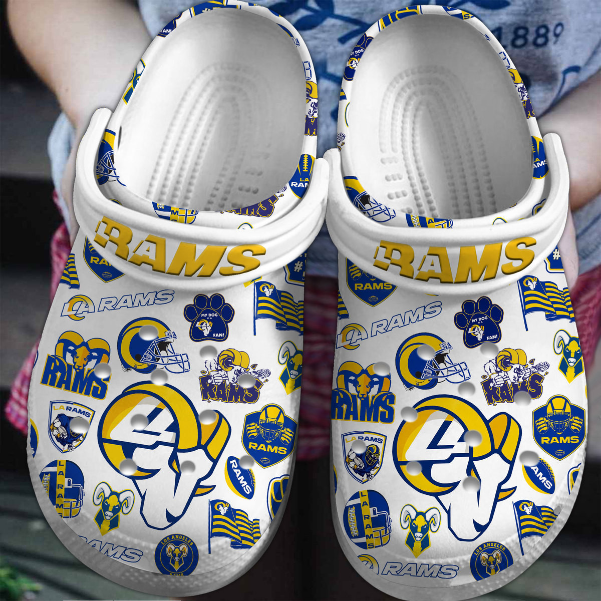 Los Angeles Rams NFL Sport Crocs Crocband Clogs Shoes Comfortable For Men Women and Kids